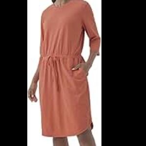 Pact Mauve Relaxed Slub Tie Waist Dress size Medium